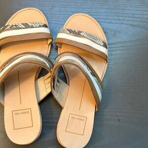 Dolce Vita Snakeskin Accent Sandals in Tan and Brown